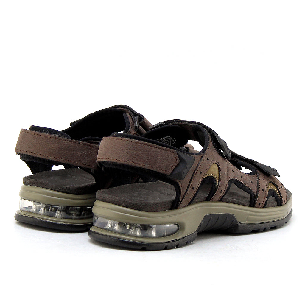 0206 sandale confort en cuir nubuck homme marron