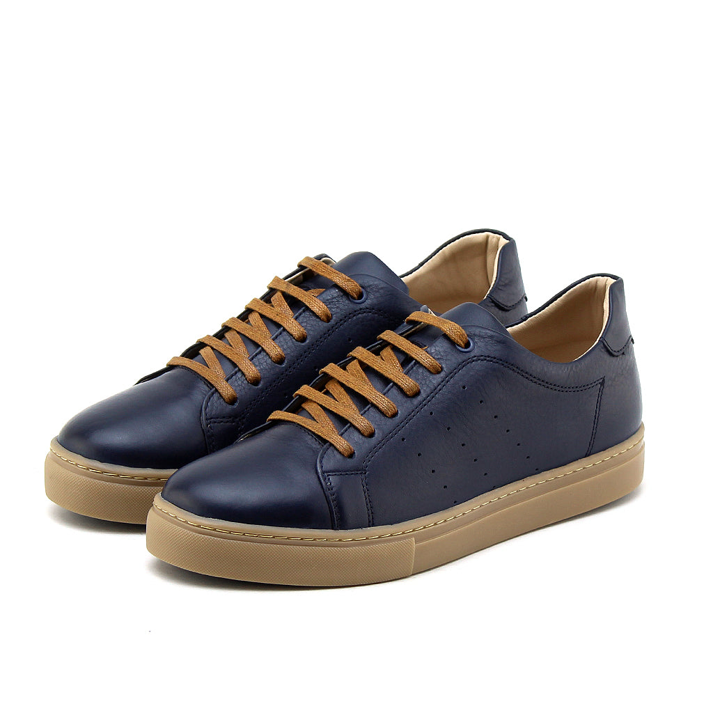 03 Chaussure Sneaker Homme en cuir bleu