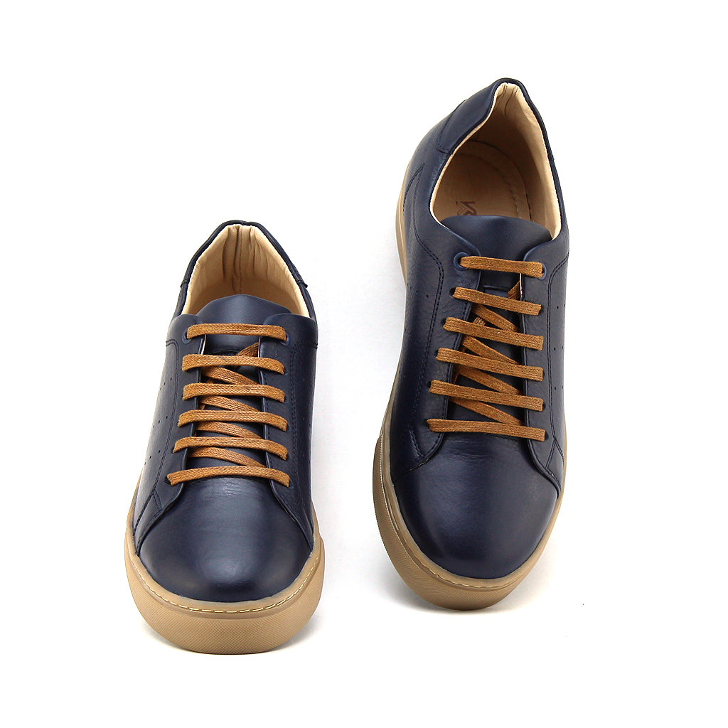 03 Chaussure Sneaker Homme en cuir bleu