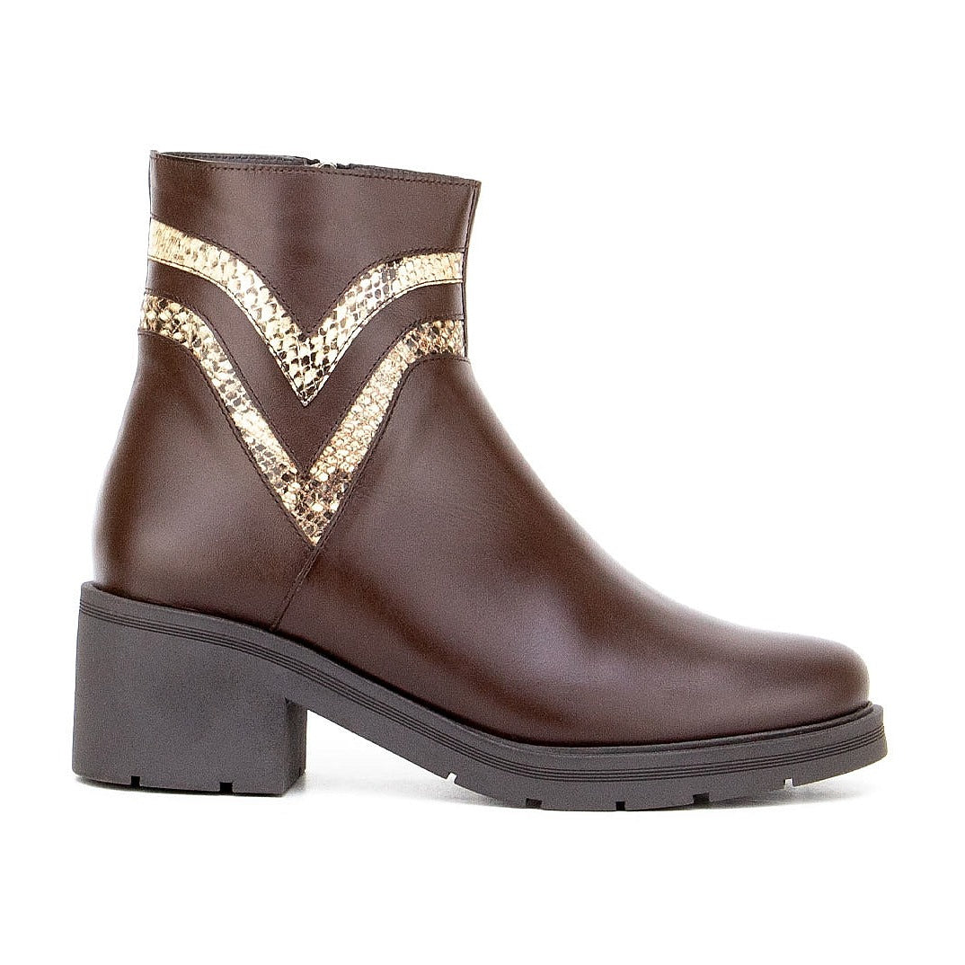 0596 BOTTINE EN CUIR MARRON FEMME