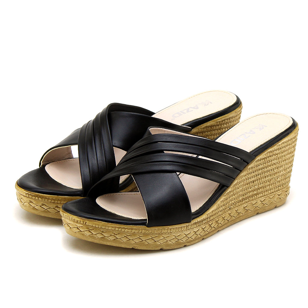 0583 sandale en cuir femme noir