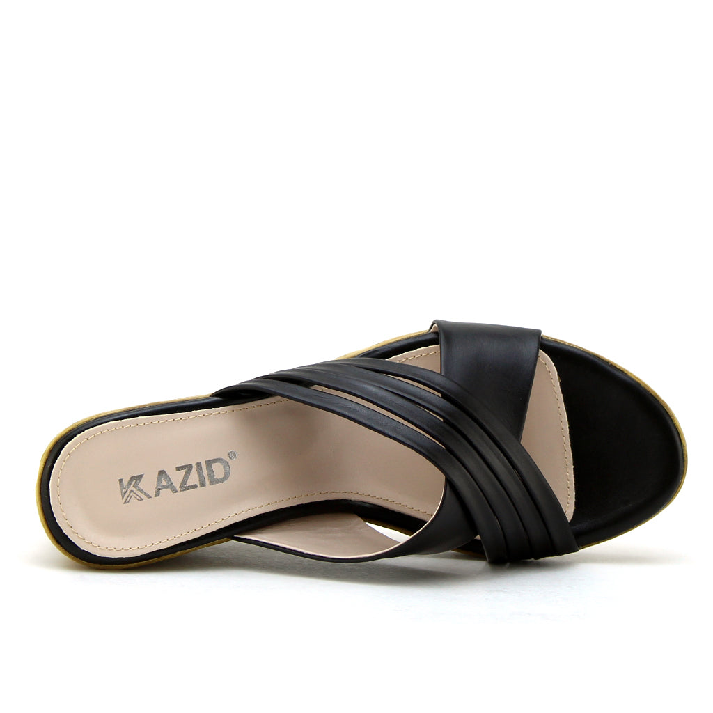 0583 sandale en cuir femme noir