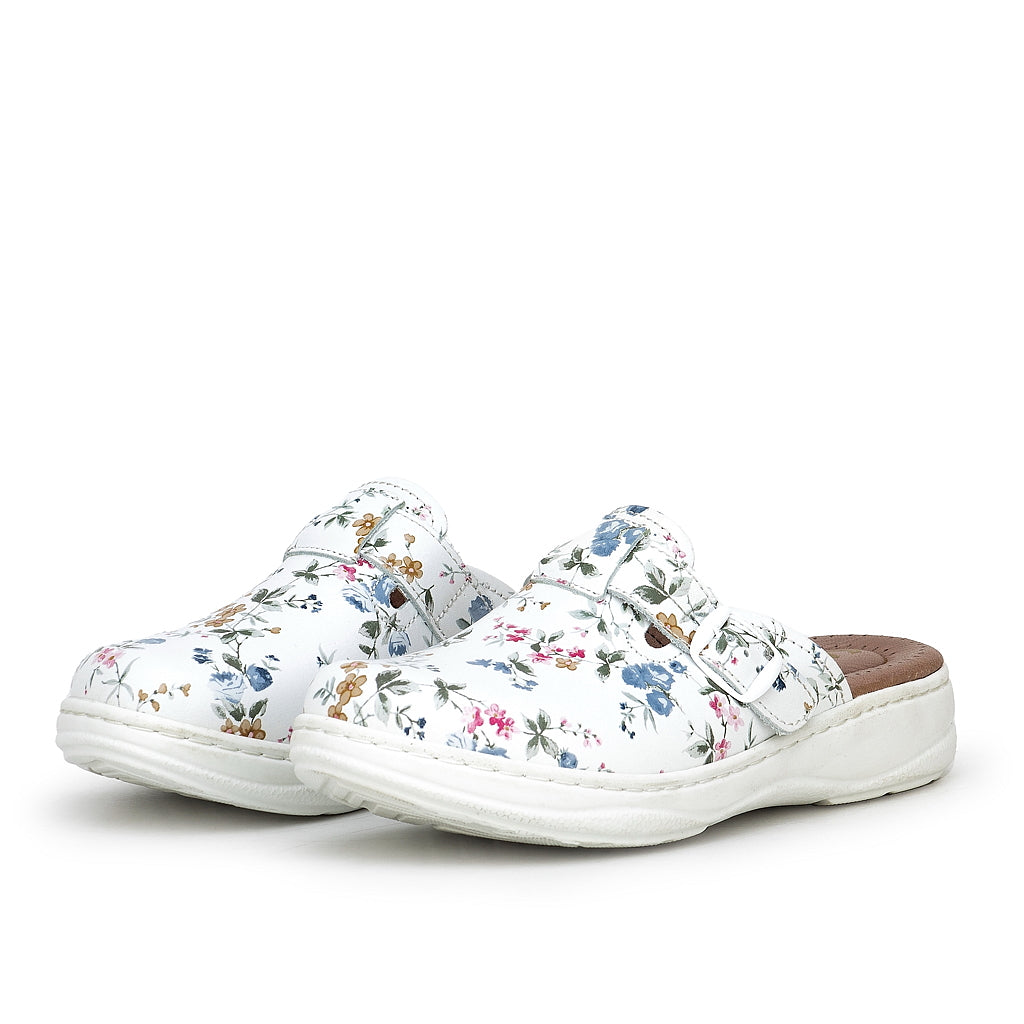 0324 sabot confort en cuir femmes blanc