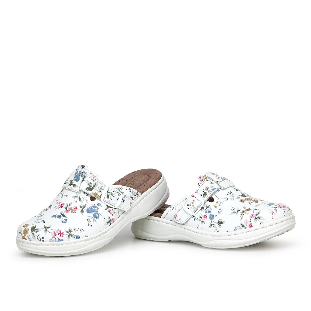 0324 sabot confort en cuir femmes blanc