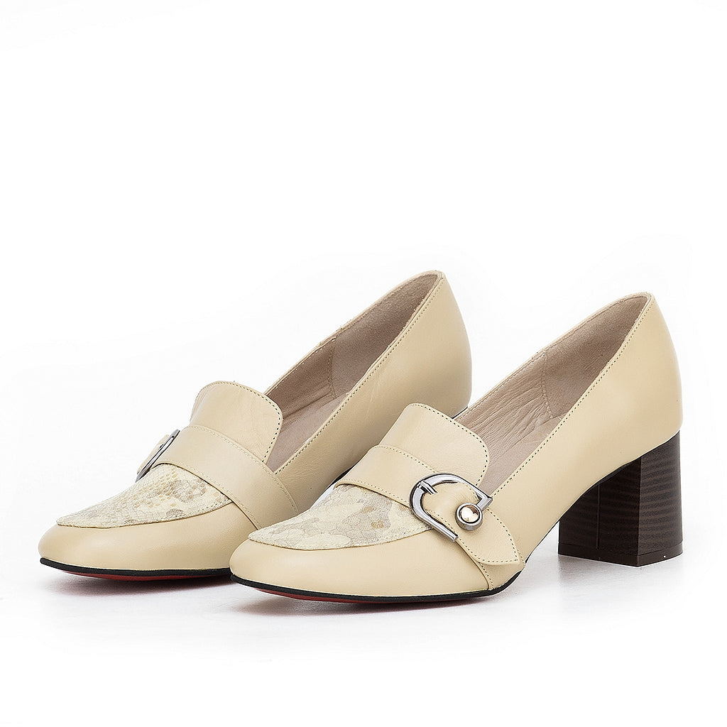 0606 chaussure femme en cuir biege