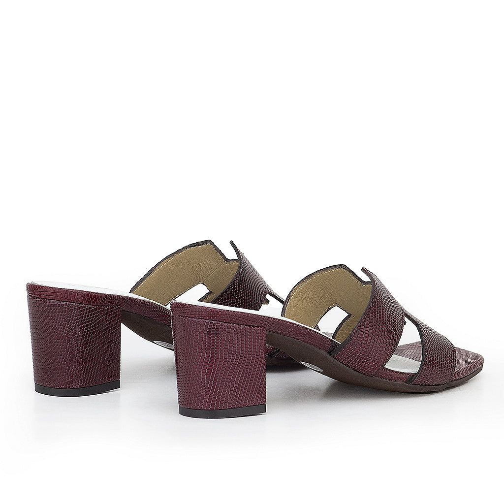 0181 sandale en cuir femme grenat