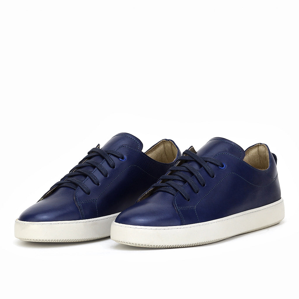 041 Chaussure Sneaker Homme en cuir bleumarin