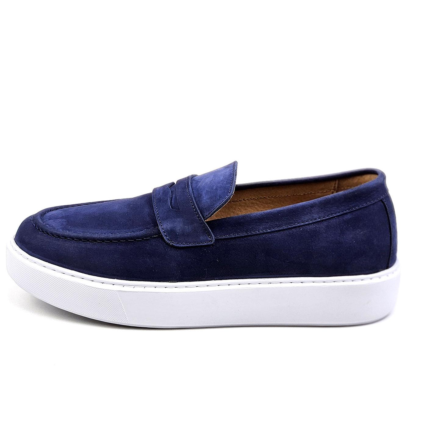 0221 Chaussure Sneaker Homme en cuir  beige nubuck bleumarin