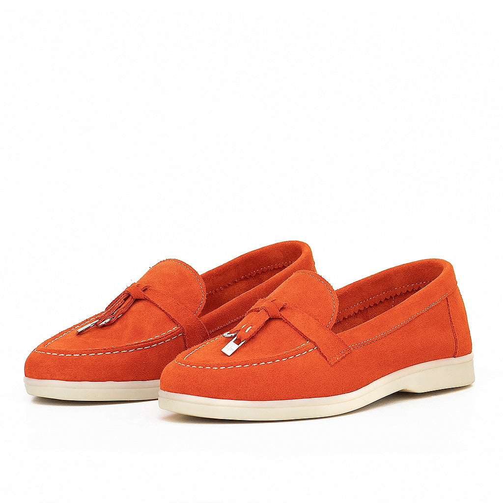 0116 chaussure femmes en cuir daim orange
