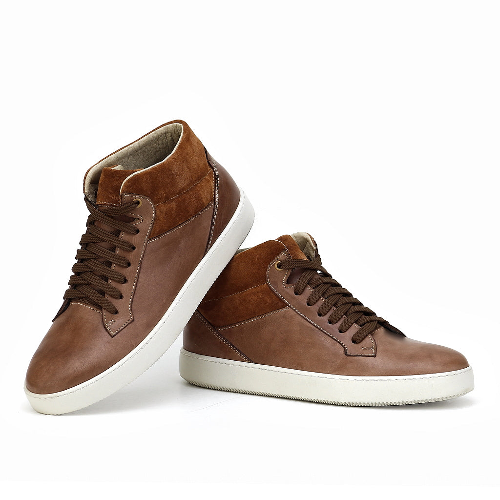 010 Chaussure Sneaker Homme en cuir marron