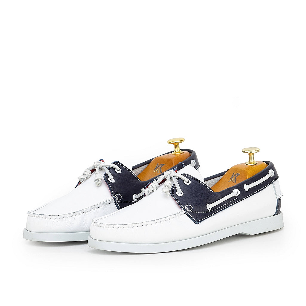 0187 chaussure boat homme en cuir blanc