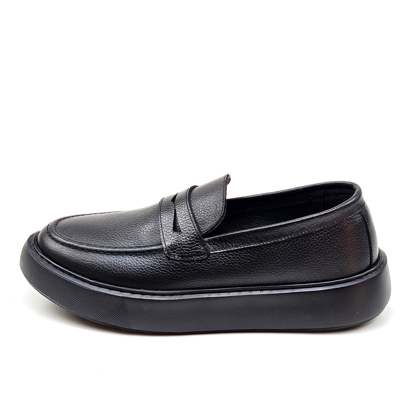 0221 Chaussure Sneaker Homme en cuir  noir/noir