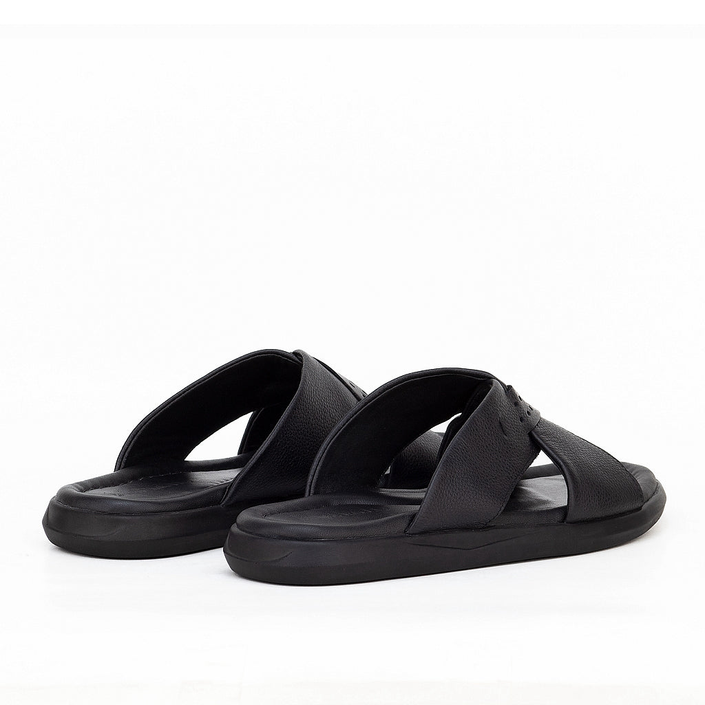 036 sandale confort en cuir homme noir