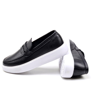 0221 Chaussure Sneaker Homme en cuir  noir