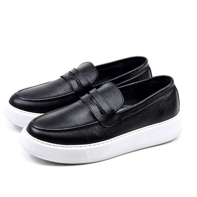 0221 Chaussure Sneaker Homme en cuir  noir