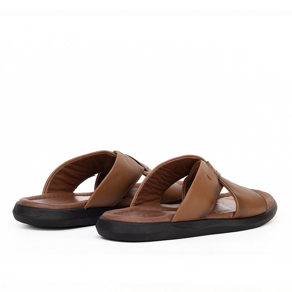 036 sandale confort en cuir homme marron
