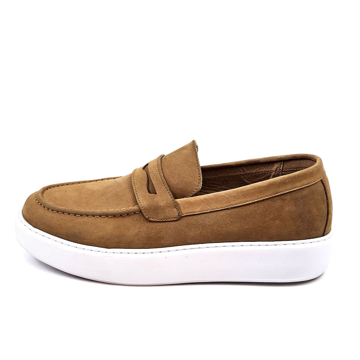 0221 Chaussure Sneaker Homme en cuir  tabac nubuck