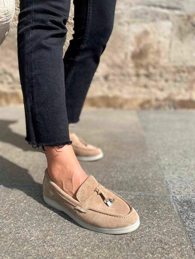 0116 chaussure Femme en cuir daim biege