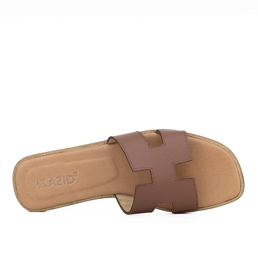 0183 sandale en cuir femme marron
