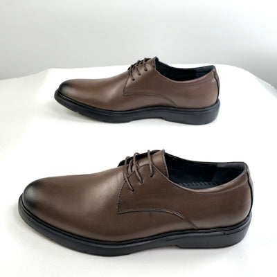 06 chaussure Richelieu confortable homme en cuir noir/marron