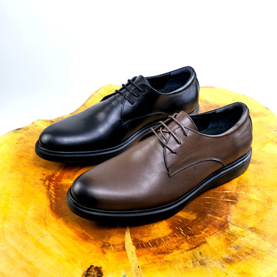 06 chaussure Richelieu confortable homme en cuir noir/marron