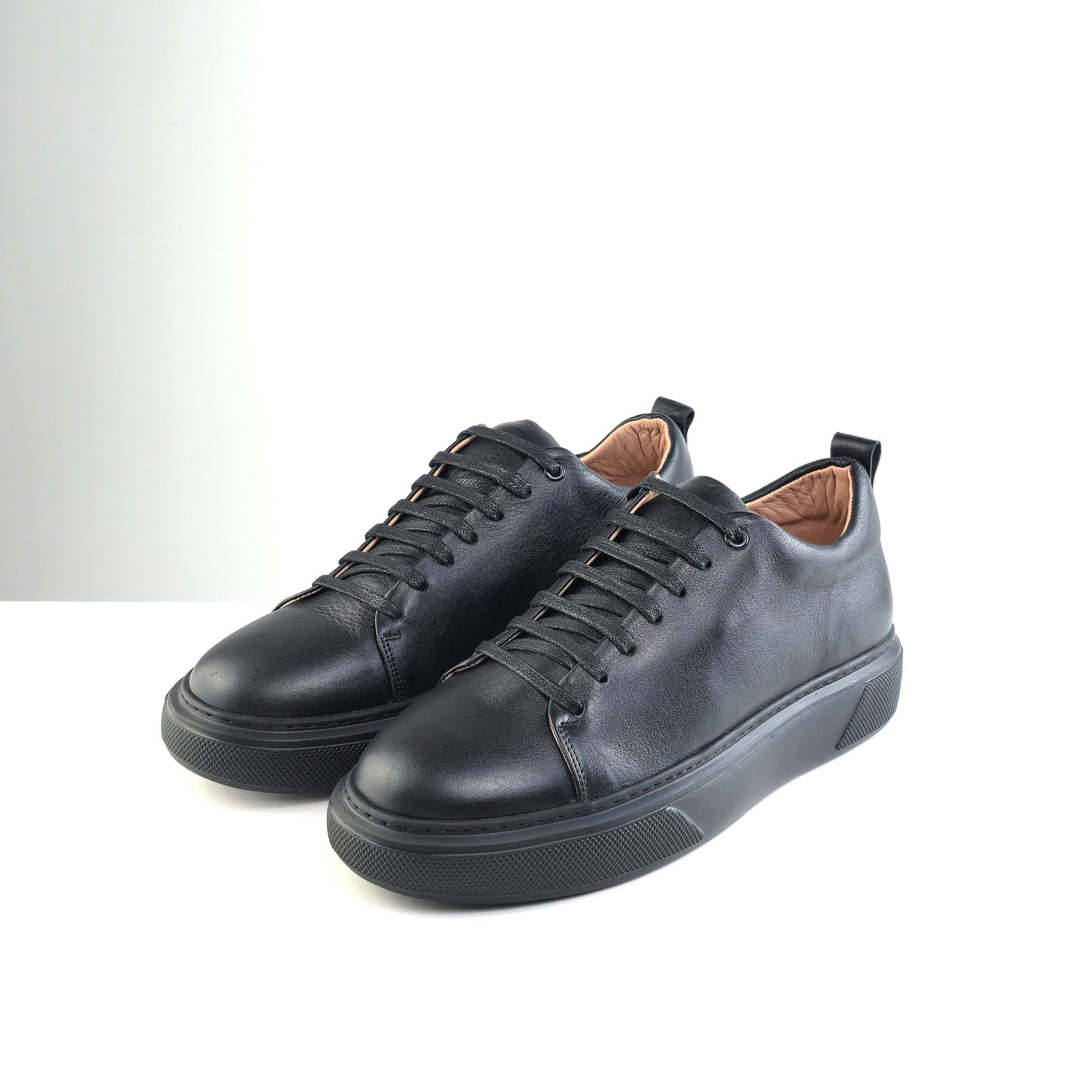 0224 Chaussure Sneaker Homme en cuir  noir/noir