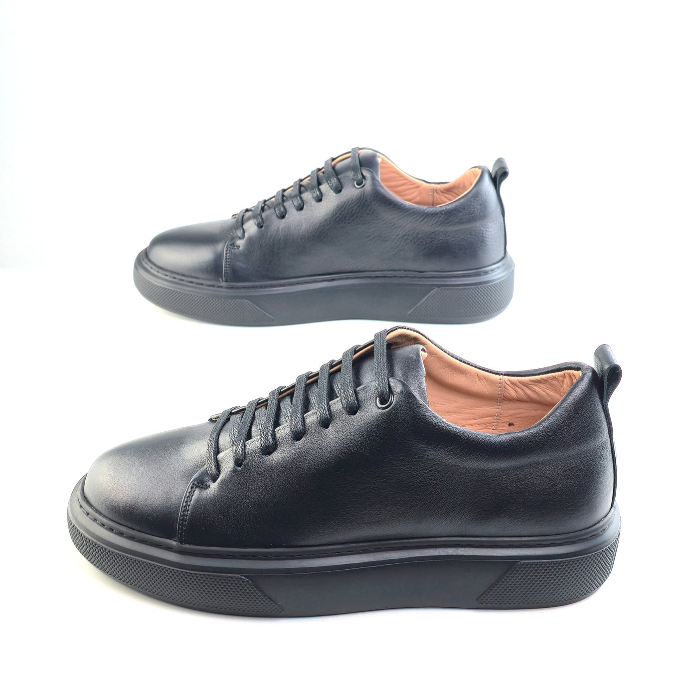 0224 Chaussure Sneaker Homme en cuir  noir/noir