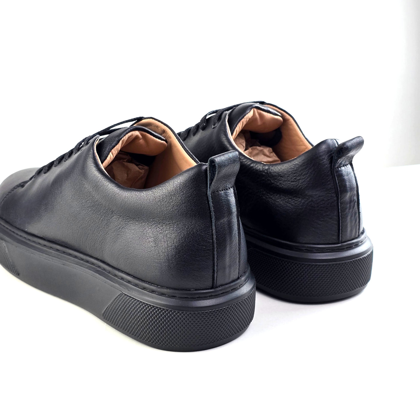0224 Chaussure Sneaker Homme en cuir  noir/noir