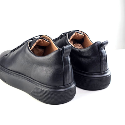 0224 Chaussure Sneaker Homme en cuir  noir/noir
