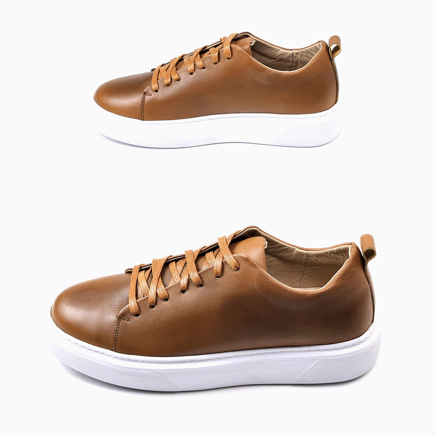 0224 Chaussure Sneaker Homme en cuir  tabac