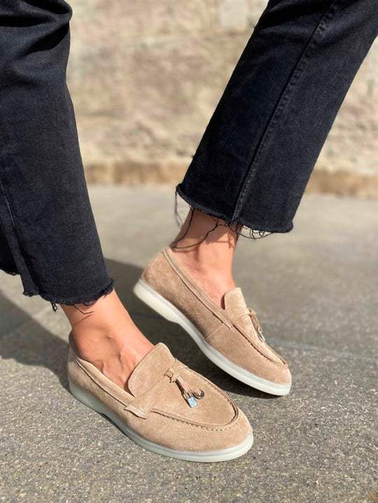 0116 chaussure Femme en cuir daim biege