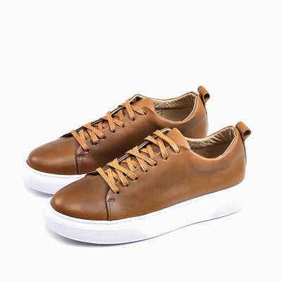 0224 Chaussure Sneaker Homme en cuir  tabac