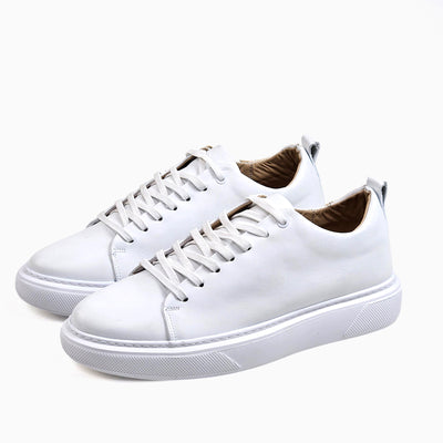 0224 Chaussure Sneaker Homme en cuir  blanc