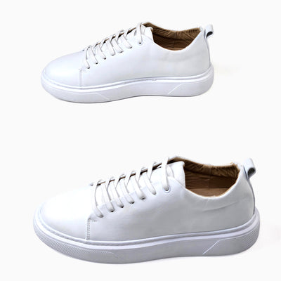0224 Chaussure Sneaker Homme en cuir  blanc