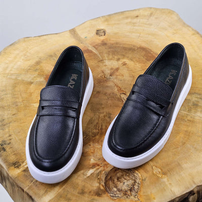 0221 Chaussure Sneaker Homme en cuir  noir
