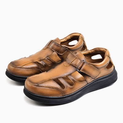 0205 Sandale Confort en Cuir pour Homme – Noir Élégant- Marron