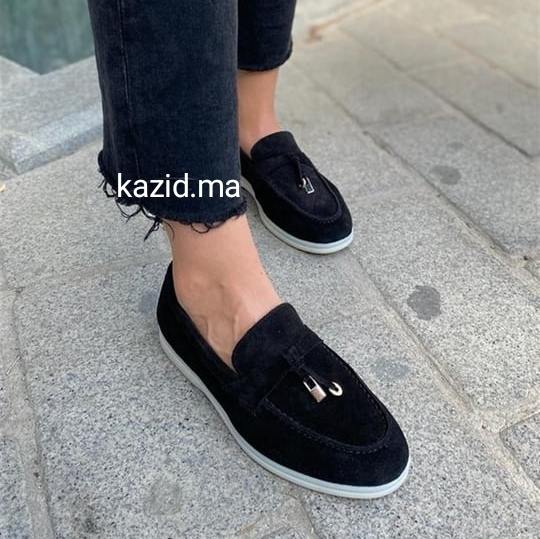 0116 chaussure Femme en cuir daim noir