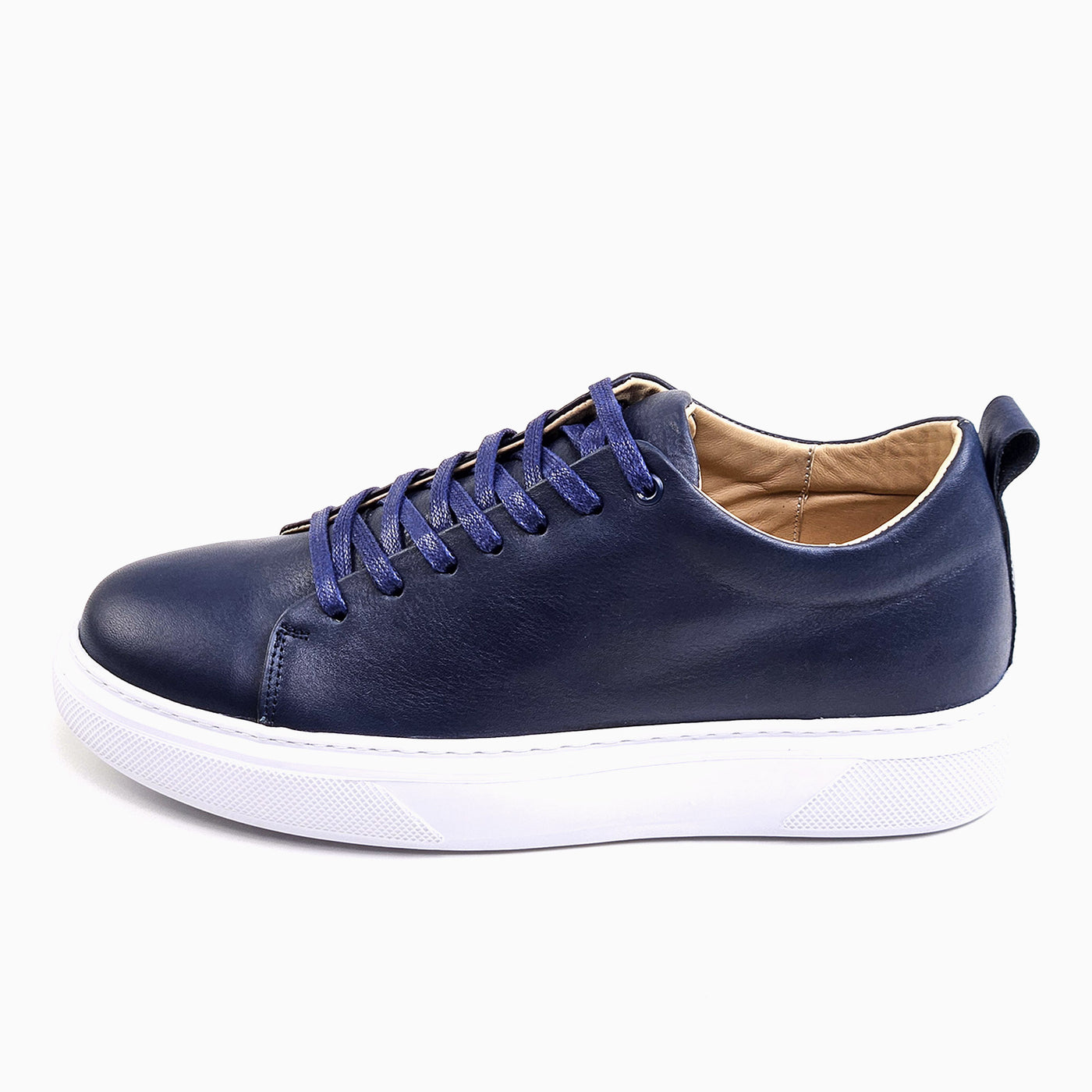 0224 Chaussure Sneaker Homme en cuir  bleumarin