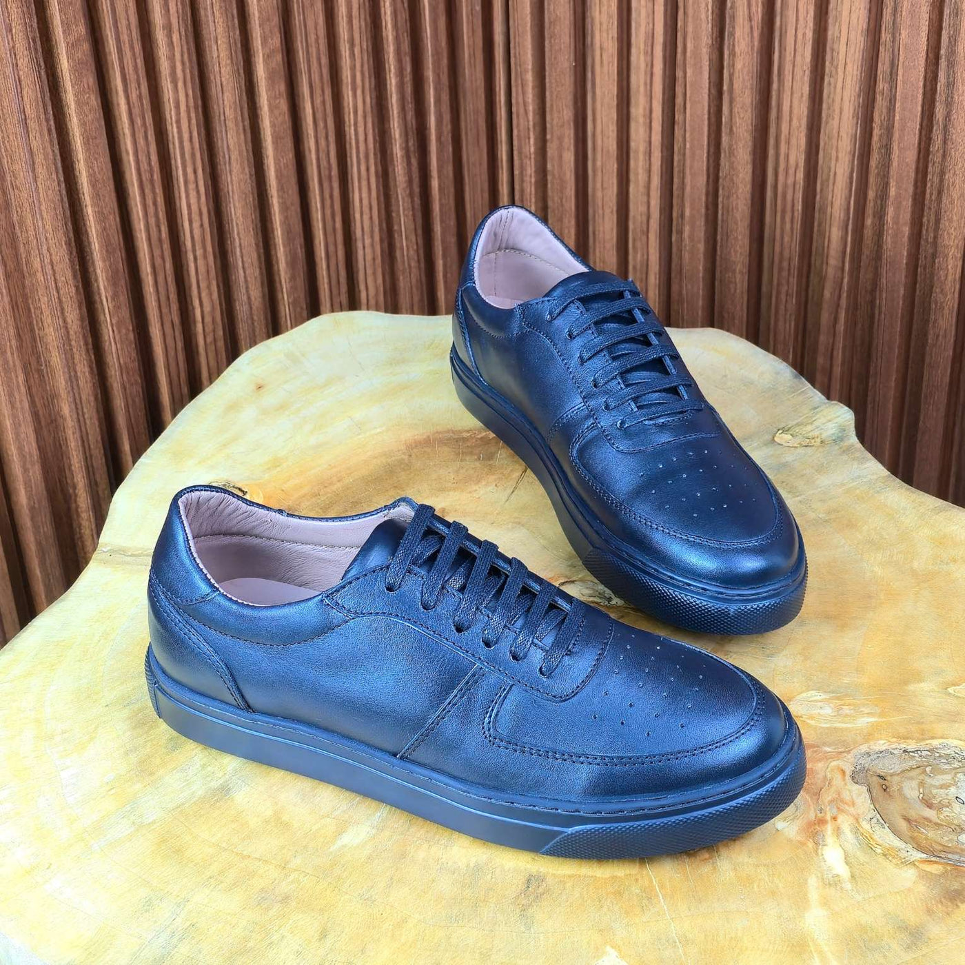 0161 Chaussure Sneaker Homme en cuir  noir