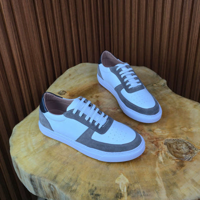 0161 Chaussure Sneaker Homme en cuir  blanc