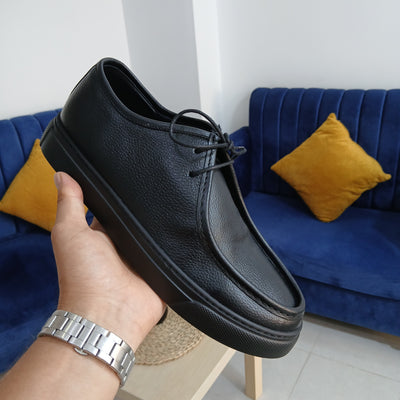 0220 Chaussure Sneaker Homme en cuir  noir