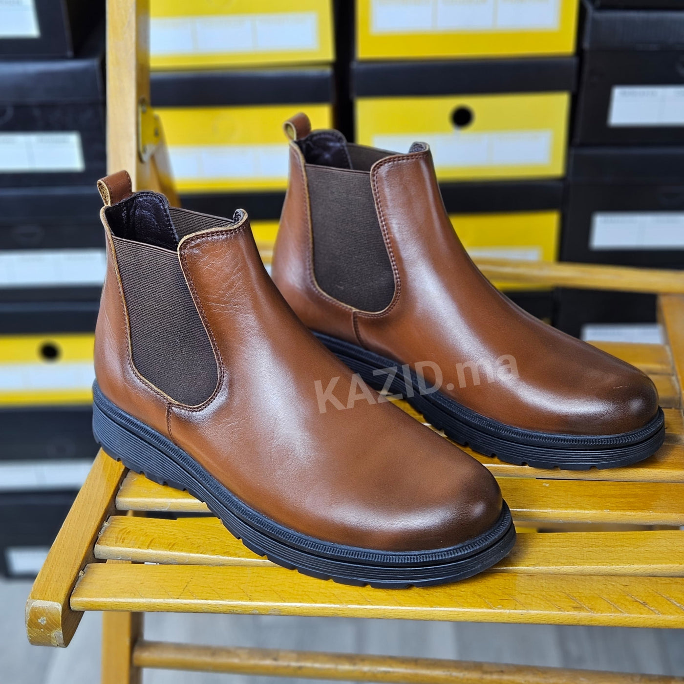 0301  bottine en cuir homme noir/marron