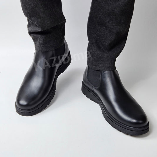 0301  bottine en cuir homme noir