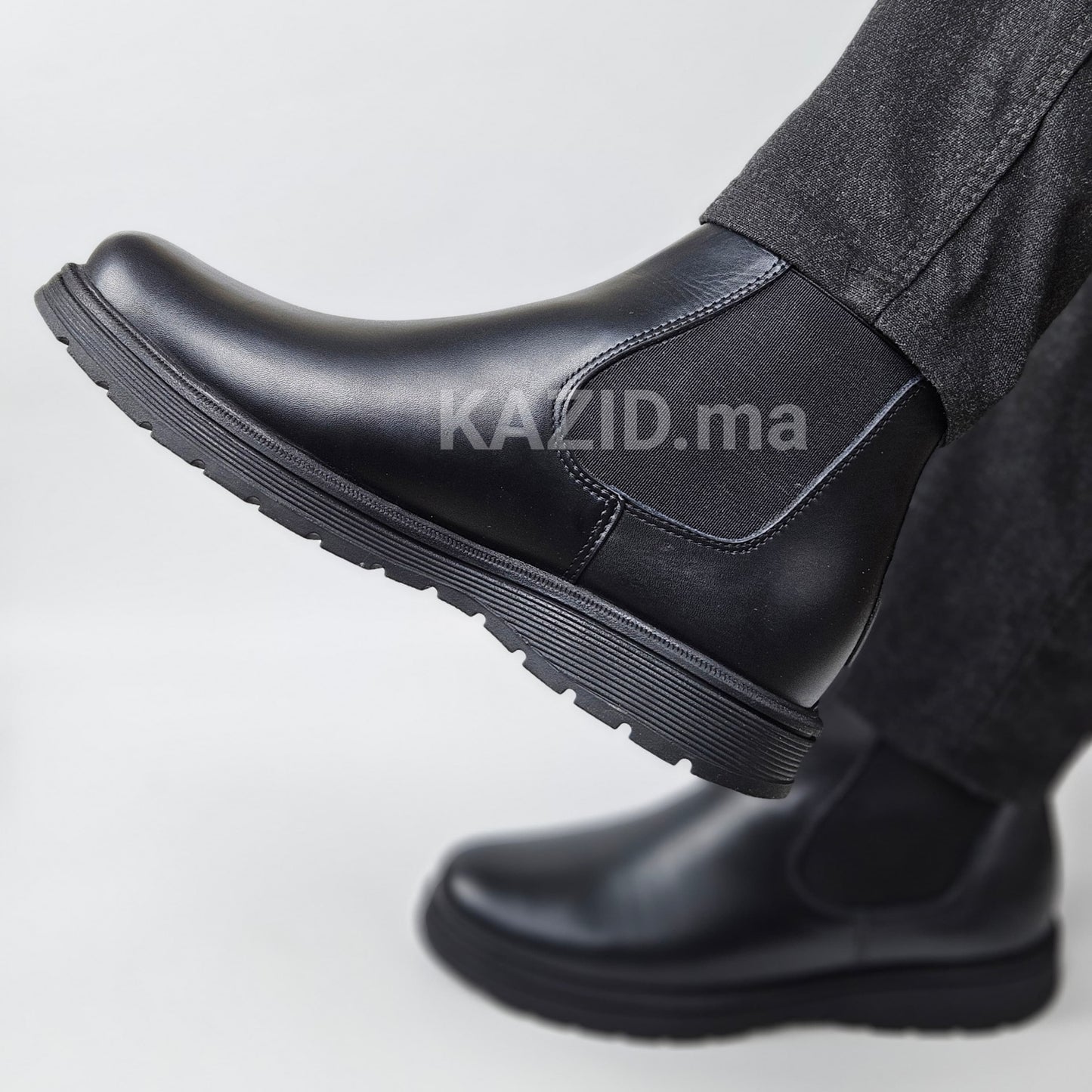 0301  bottine en cuir homme noir/marron