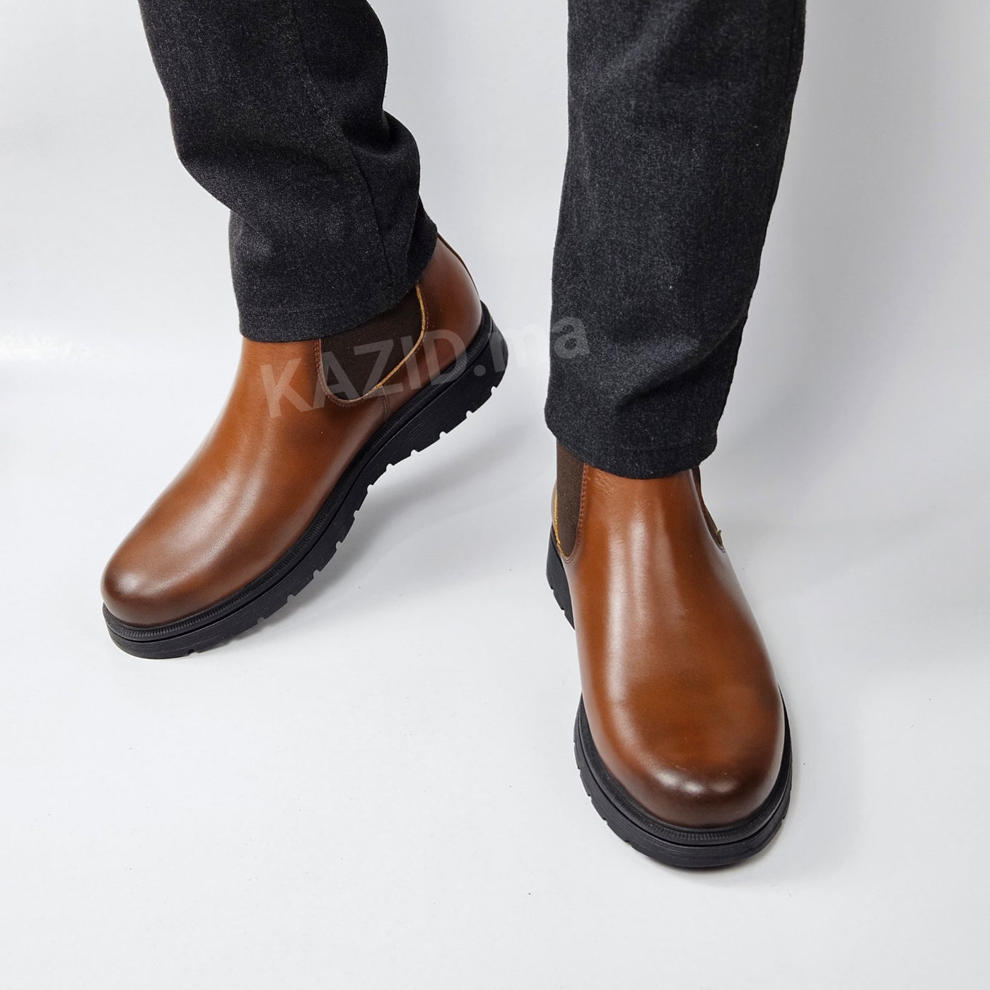 0301  bottine en cuir homme noir/marron