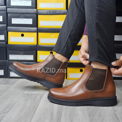 0301  bottine en cuir homme noir/marron