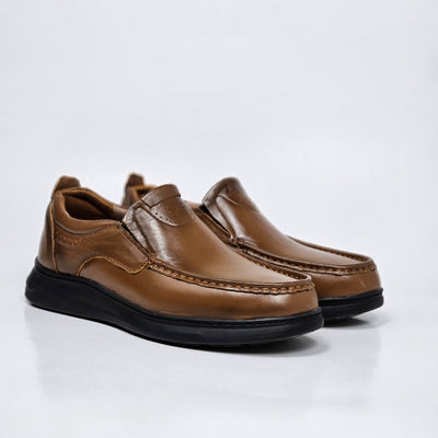 071 chaussure confortable cuir homme marron tabac