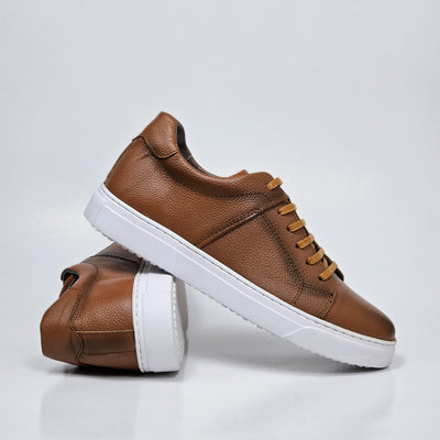 0223 Chaussure Sneaker Homme en cuir  tabac