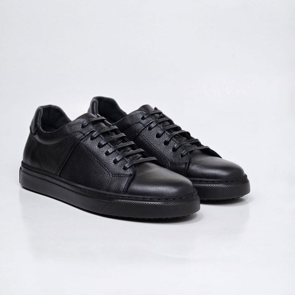 0223 Chaussure Sneaker Homme en cuir  noir/noir