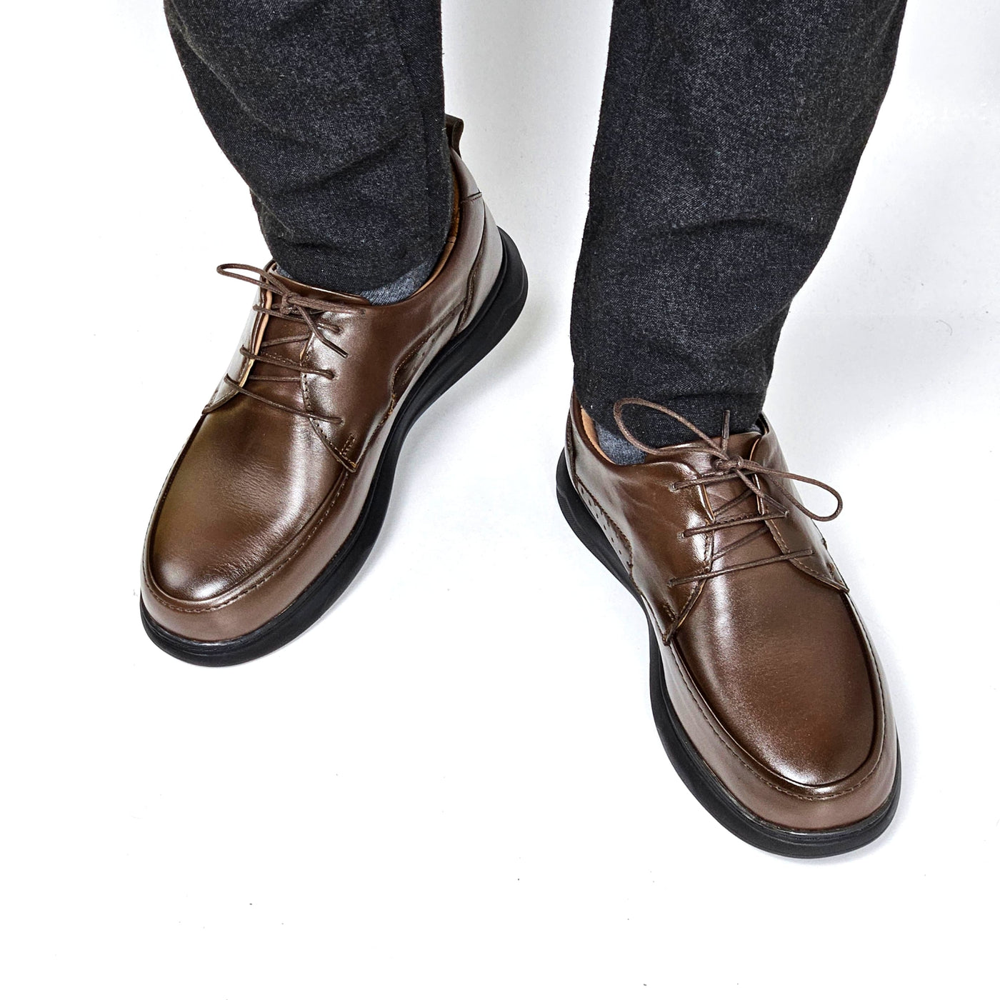 072 chaussure confortable cuir homme marron